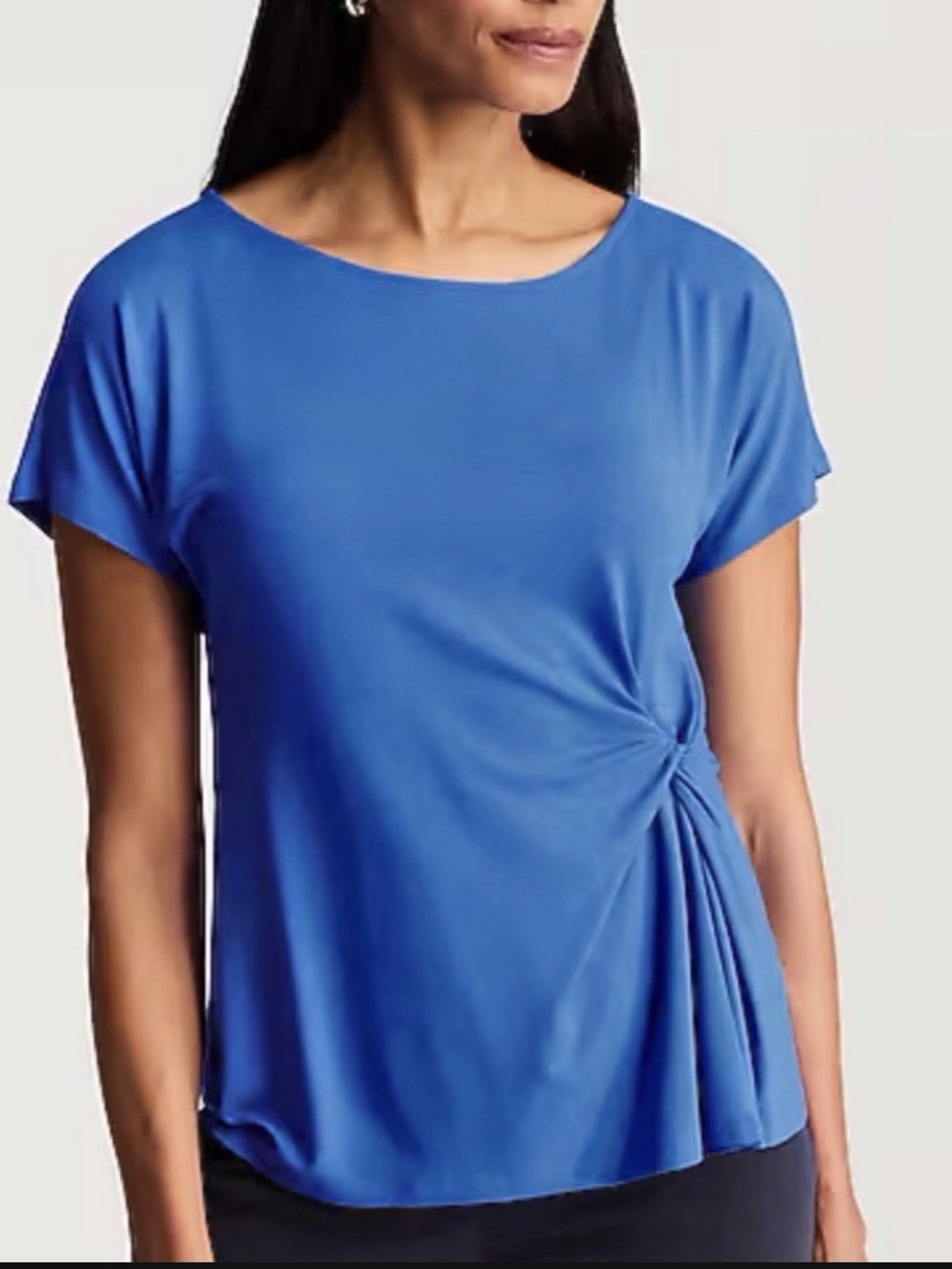 J.Jill Wearever Blue Twist-Front Short Sleeve Top - Like New!